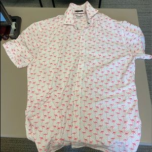 Woodys flamingo button down beach shirt.